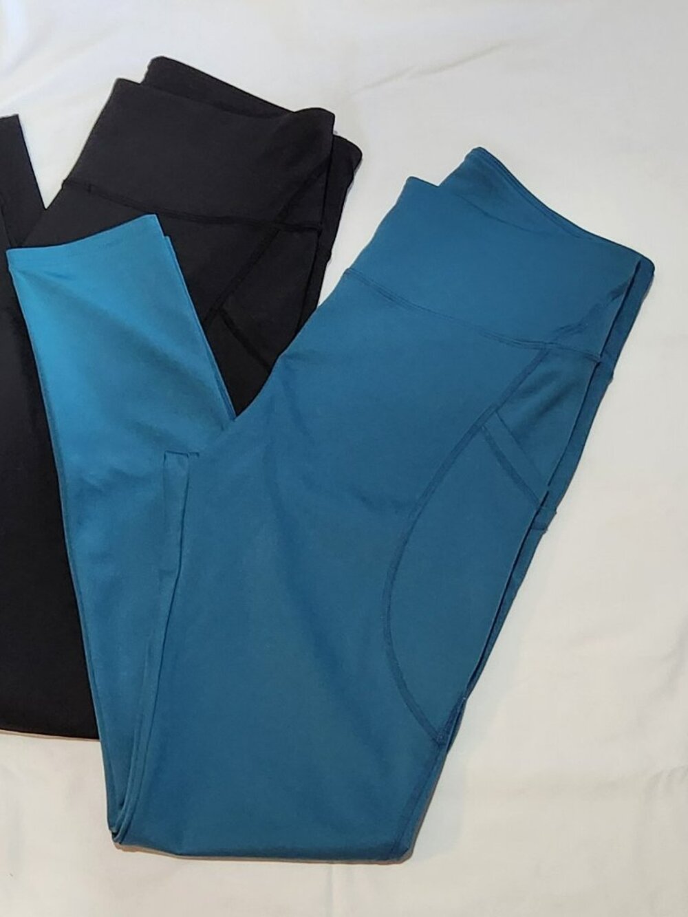 Lot of two yoga pants sz XL black peacock blue EUC